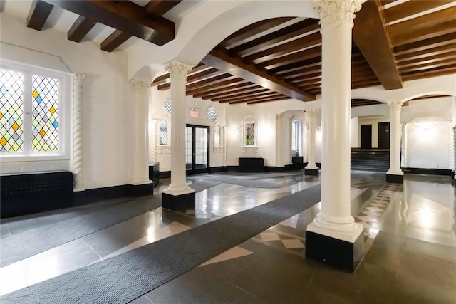 83-10 35th Ave Unit 5B, Jackson Heights, NY 11372 - community lobby with beam ceiling