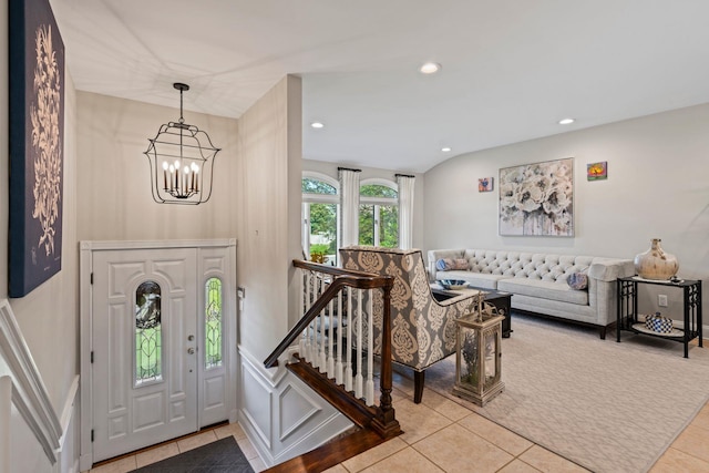 11 Val Ct, Commack, NY 11725 - tiled entryway featuring a chandelier and recessed lighting