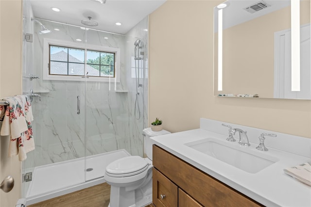 17 Pheasant Run Ln, Dix Hills, NY 11746 - bathroom featuring vanity, a marble finish shower, and wood finished floors