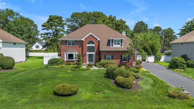 17 Pheasant Run Ln, Dix Hills, NY 11746 - view of front of property featuring brick siding and a chimney