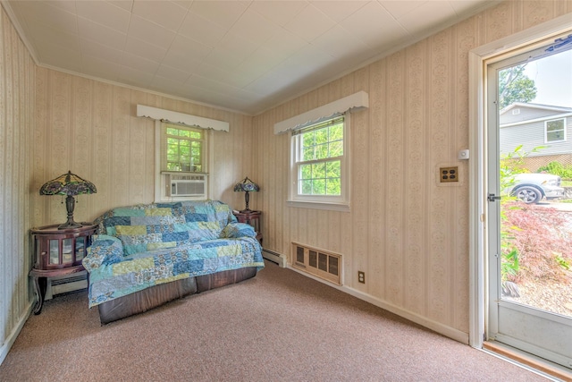 62 Port Washington Rd, Sound Beach, NY 11789 - carpeted bedroom featuring baseboard heating and cooling unit