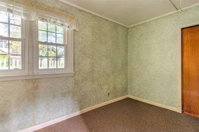 62 Port Washington Rd, Sound Beach, NY 11789 - unfurnished room featuring ornamental molding, healthy amount of natural light, and dark carpet