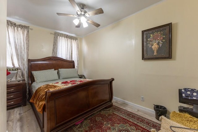 5836 Catalpa Ave, Ridgewood, NY 11385 - bedroom with light wood-type flooring, crown molding, and ceiling fan