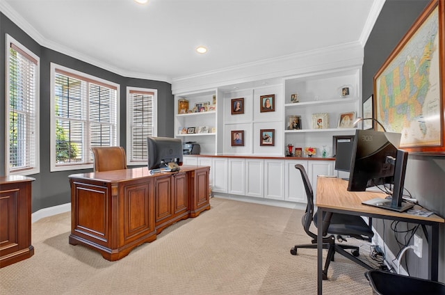 36 Ballymeade Rd, Hopewell Junction, NY 12533 - office featuring crown molding, light colored carpet, and recessed lighting