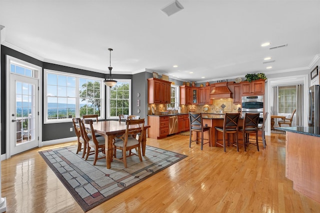36 Ballymeade Rd, Hopewell Junction, NY 12533 - dining room with ornamental molding, plenty of natural light, light wood-style flooring, and recessed lighting