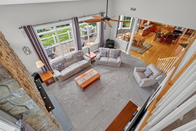 36 Ballymeade Rd, Hopewell Junction, NY 12533 - living area with wood finished floors and ceiling fan