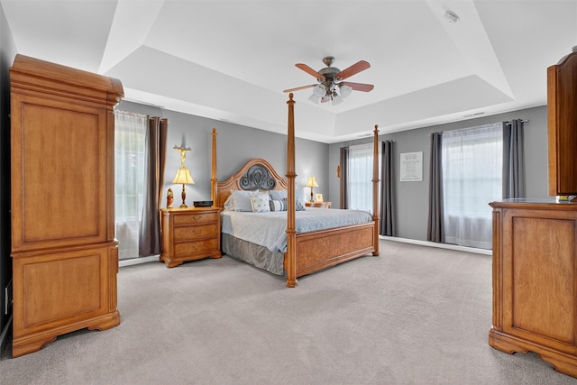 36 Ballymeade Rd, Hopewell Junction, NY 12533 - bedroom with a raised ceiling, light carpet, and a ceiling fan
