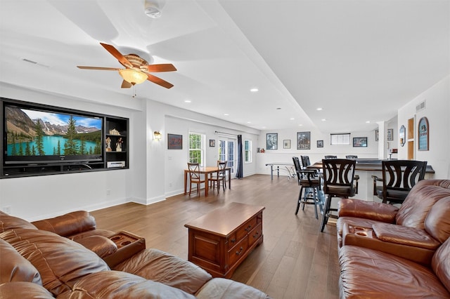 36 Ballymeade Rd, Hopewell Junction, NY 12533 - living room with wood finished floors, recessed lighting, and a ceiling fan