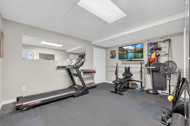 36 Ballymeade Rd, Hopewell Junction, NY 12533 - workout room featuring baseboards and a drop ceiling