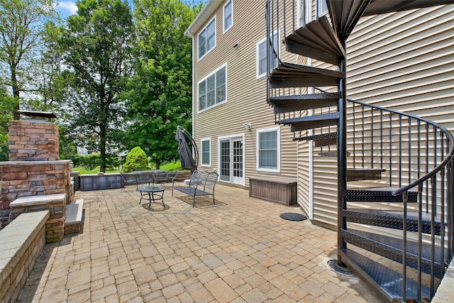 36 Ballymeade Rd, Hopewell Junction, NY 12533 - view of patio featuring stairs and an outdoor fire pit