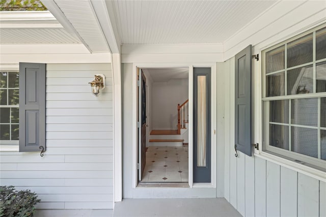 21 Kipp St, Chappaqua, NY 10514 - property entrance featuring board and batten siding