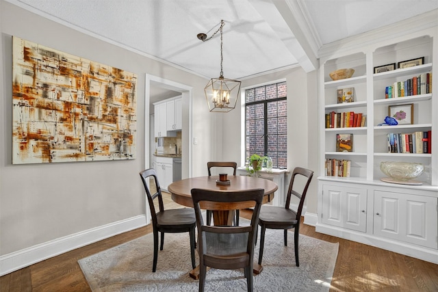 20 N Broadway Unit O-373, White Plains, NY 10601 - dining room with a chandelier, ornamental molding, and dark wood-type flooring