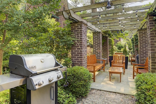 20 N Broadway Unit O-373, White Plains, NY 10601 - view of patio / terrace featuring a grill, an outdoor living space, and a pergola