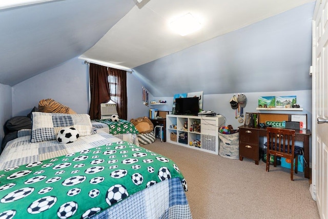 2691 Evans Rd, Oceanside, NY 11572 - bedroom featuring carpet floors, vaulted ceiling, and cooling unit