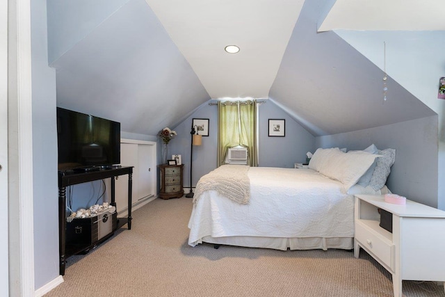 2691 Evans Rd, Oceanside, NY 11572 - bedroom with carpet flooring, lofted ceiling, and cooling unit