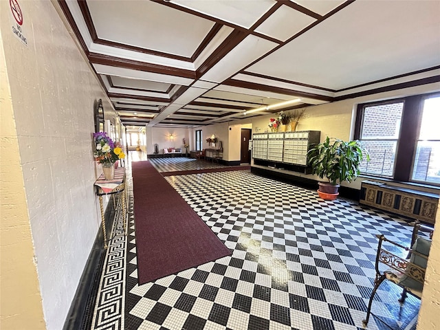 2925 Matthews Ave Unit 5C, Bronx, NY 10467 - reception featuring a textured wall, coffered ceiling, and ornamental molding