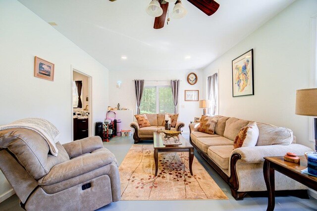 55 Townsend Rd, Liberty, NY 12754 - living room featuring a ceiling fan and recessed lighting