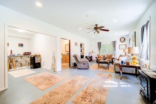 55 Townsend Rd, Liberty, NY 12754 - living area with a ceiling fan and recessed lighting