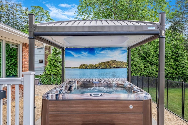 3 Stark Dr, Center Moriches, NY 11934 - deck featuring a hot tub and a water view