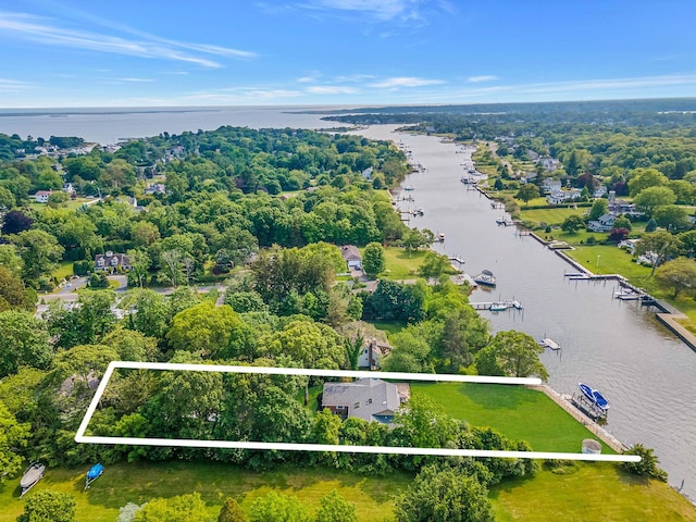 3 Stark Dr, Center Moriches, NY 11934 - aerial view of property's location featuring a nearby body of water and property boundaries highlighted