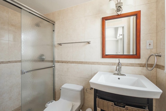 61-25 98th St Unit 11E, Rego Park, NY 11374 - full bath featuring tile walls, a shower stall, and vanity