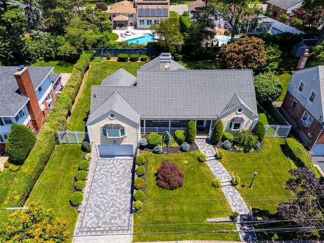 168 Dunwoodie St, Yonkers, NY 10704 - aerial perspective of suburban area with a pool area