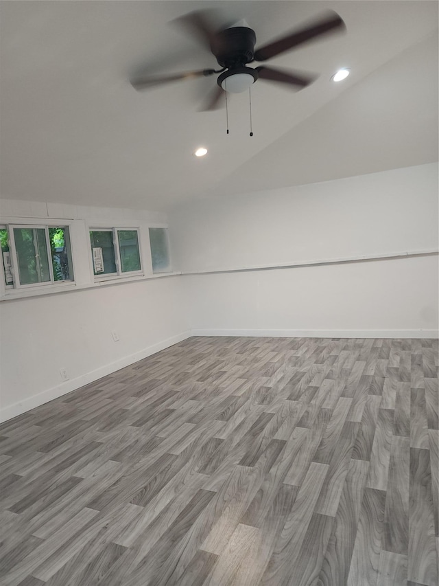 13SLake Drive, Patterson, NY 12563 - empty room with recessed lighting, ceiling fan, wood finished floors, and vaulted ceiling