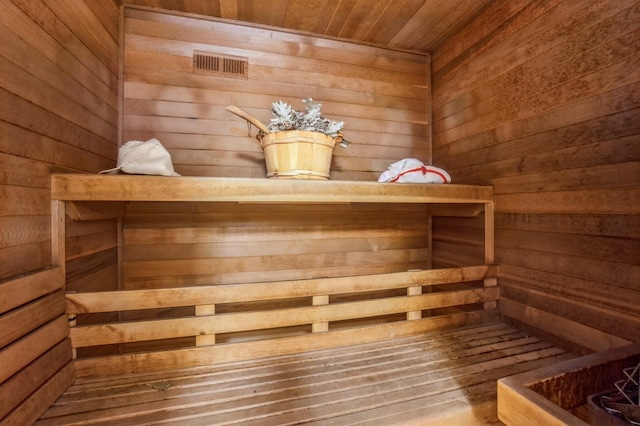 19615 Como Ave, Holliswood, NY 11423 - sauna / steam room featuring wood walls and wooden ceiling