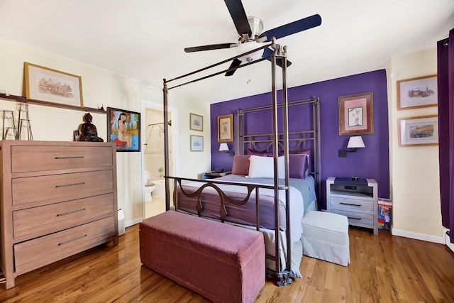2723 Tilden Ave, Brooklyn, NY 11226 - bedroom featuring wood finished floors, an office area, ensuite bathroom, and ceiling fan