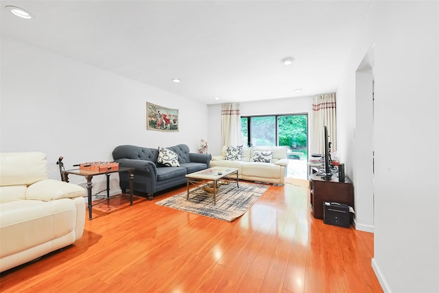 41 Carriage Ct, Jericho, NY 11753 - living room featuring light wood-style floors and recessed lighting