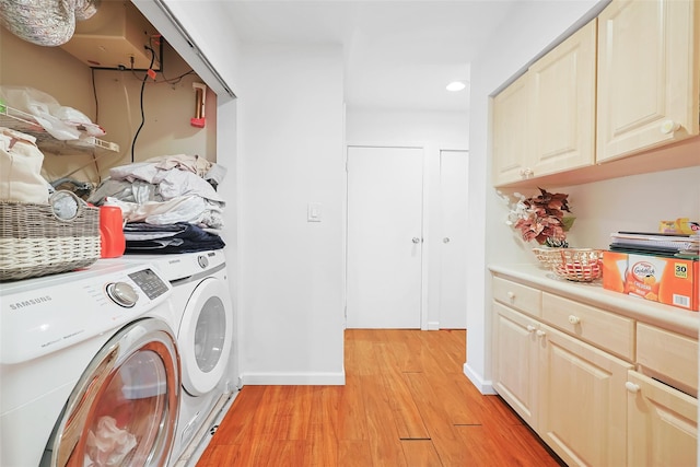 41 Carriage Ct, Jericho, NY 11753 - washroom with washer and dryer, cabinet space, light wood-type flooring, and recessed lighting