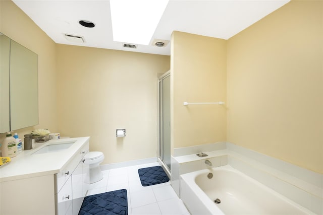 41 Carriage Ct, Jericho, NY 11753 - full bathroom featuring vanity, a bath, tile patterned floors, and a stall shower