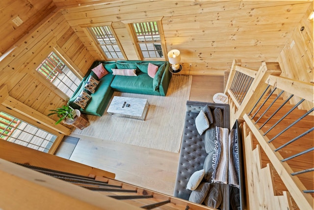 892 Durham Rd, Gilboa, NY 12076 - unfurnished living room with wood walls and wood finished floors
