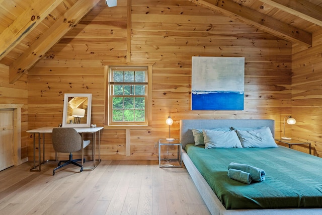 892 Durham Rd, Gilboa, NY 12076 - bedroom with wood ceiling, hardwood / wood-style floors, and wooden walls
