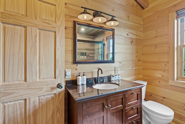 892 Durham Rd, Gilboa, NY 12076 - bathroom with vanity, wooden walls, and an enclosed shower