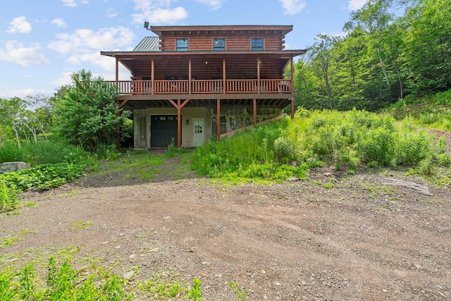 892 Durham Rd, Gilboa, NY 12076 - back of property featuring a wooden deck and log siding