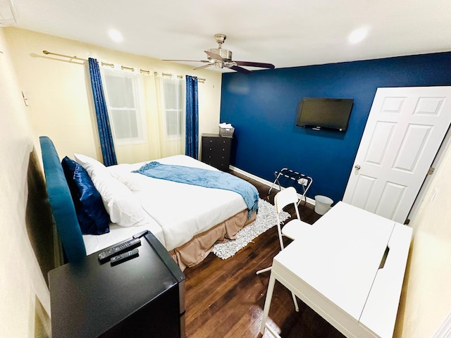 21 Pennwood Dr, Mastic Beach, NY 11951 - bedroom with wood finished floors, recessed lighting, and ceiling fan