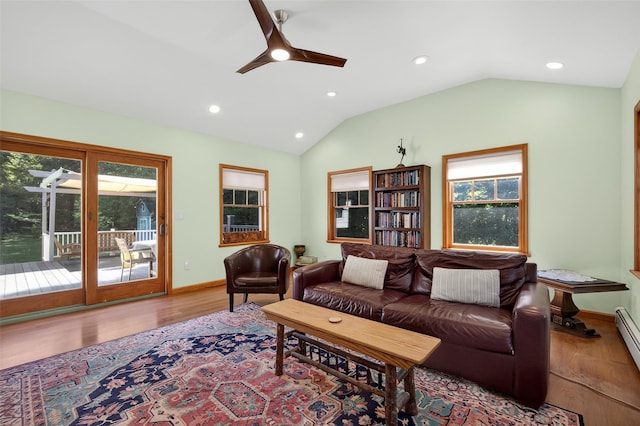4 Mary Ann Ave, Saugerties, NY 12477 - living room with a ceiling fan, healthy amount of natural light, wood finished floors, lofted ceiling, and recessed lighting