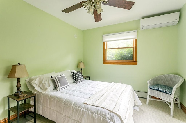4 Mary Ann Ave, Saugerties, NY 12477 - carpeted bedroom with a wall mounted air conditioner and a ceiling fan
