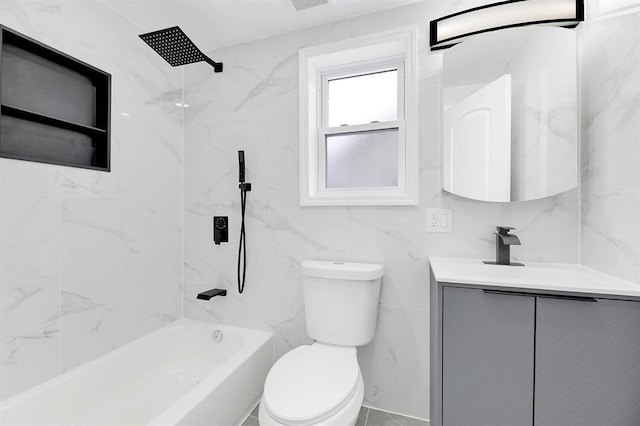 20955 112th Ave, Saint Albans, NY 11429 - full bathroom featuring vanity, shower / bathtub combination, and tile walls