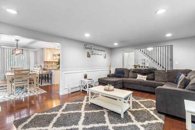 40 Ridge Haven Dr, Ridge, NY 11961 - living area featuring stairs, recessed lighting, and wood finished floors