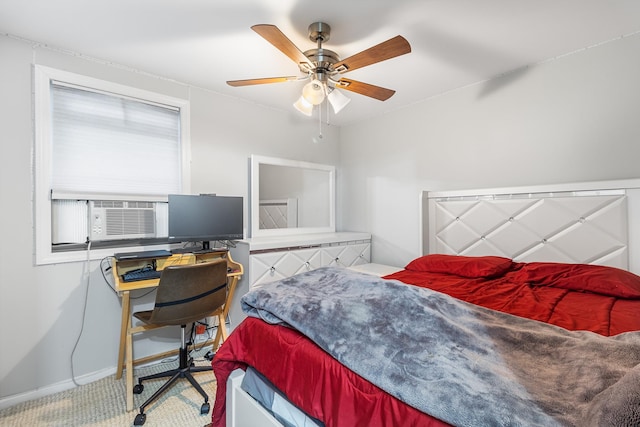 40 Ridge Haven Dr, Ridge, NY 11961 - carpeted bedroom featuring an office area, cooling unit, and a ceiling fan