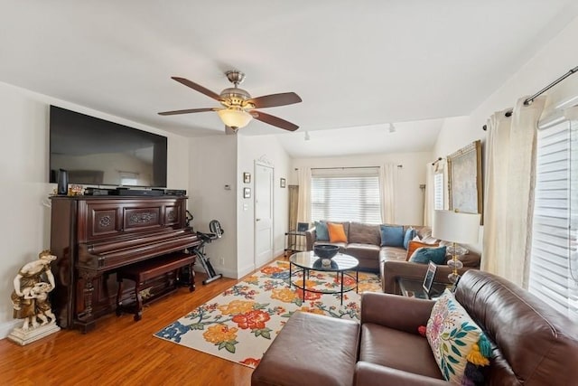 3211 204th St, Bayside, NY 11361 - living room with a ceiling fan and light wood finished floors
