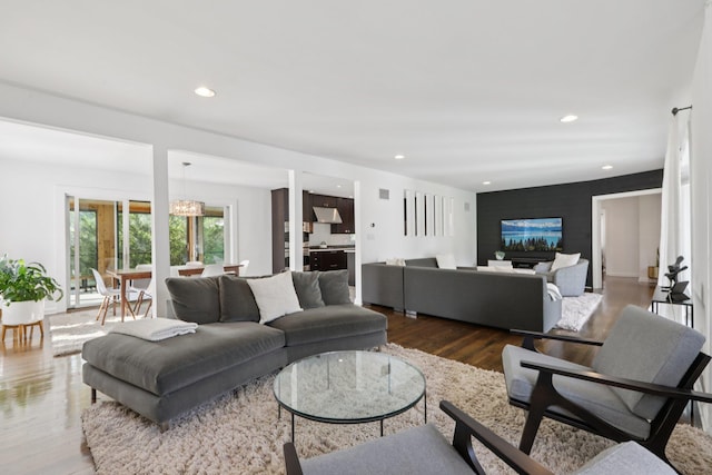 187 Thornbury Rd, Scarsdale, NY 10583 - living room featuring wood finished floors and recessed lighting