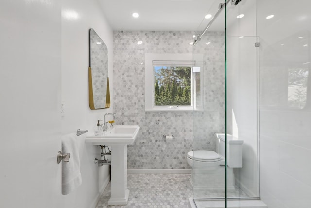 187 Thornbury Rd, Scarsdale, NY 10583 - full bathroom with a shower stall, tile patterned flooring, and recessed lighting