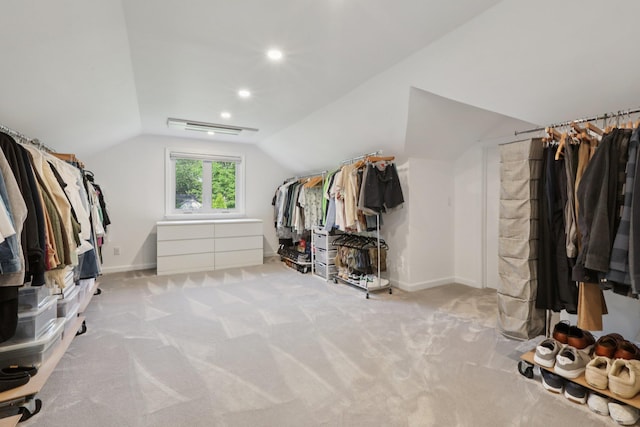 187 Thornbury Rd, Scarsdale, NY 10583 - walk in closet featuring lofted ceiling and carpet flooring