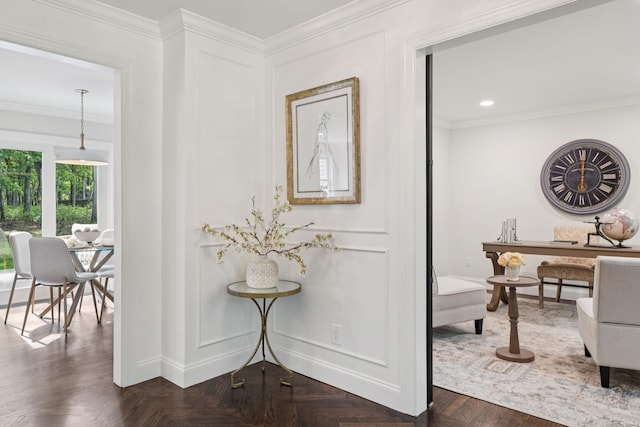 131 Long Pond Rd, Wading River, NY 11792 - hall with ornamental molding and a decorative wall