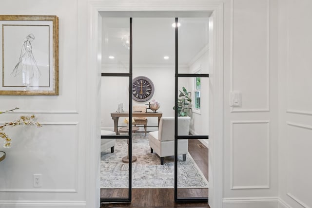 131 Long Pond Rd, Wading River, NY 11792 - detailed view of crown molding and wood finished floors