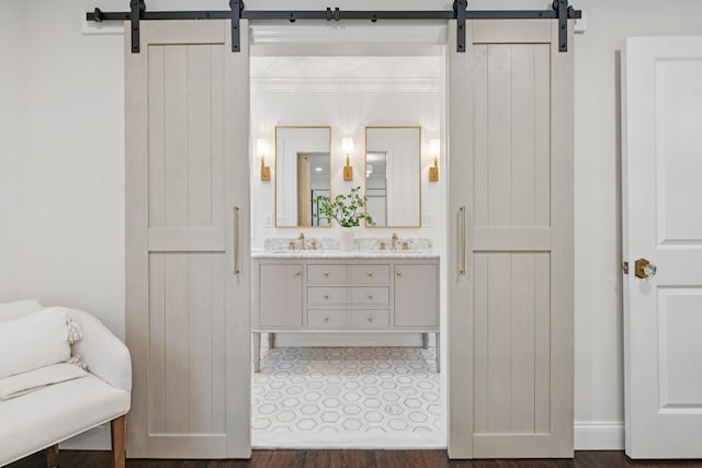 131 Long Pond Rd, Wading River, NY 11792 - full bath with double vanity and wood finished floors