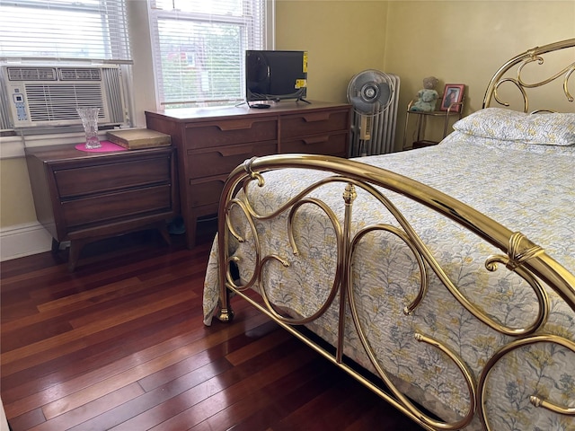 10418 216th St, Queens Village, NY 11429 - bedroom with hardwood / wood-style flooring, an office area, and cooling unit